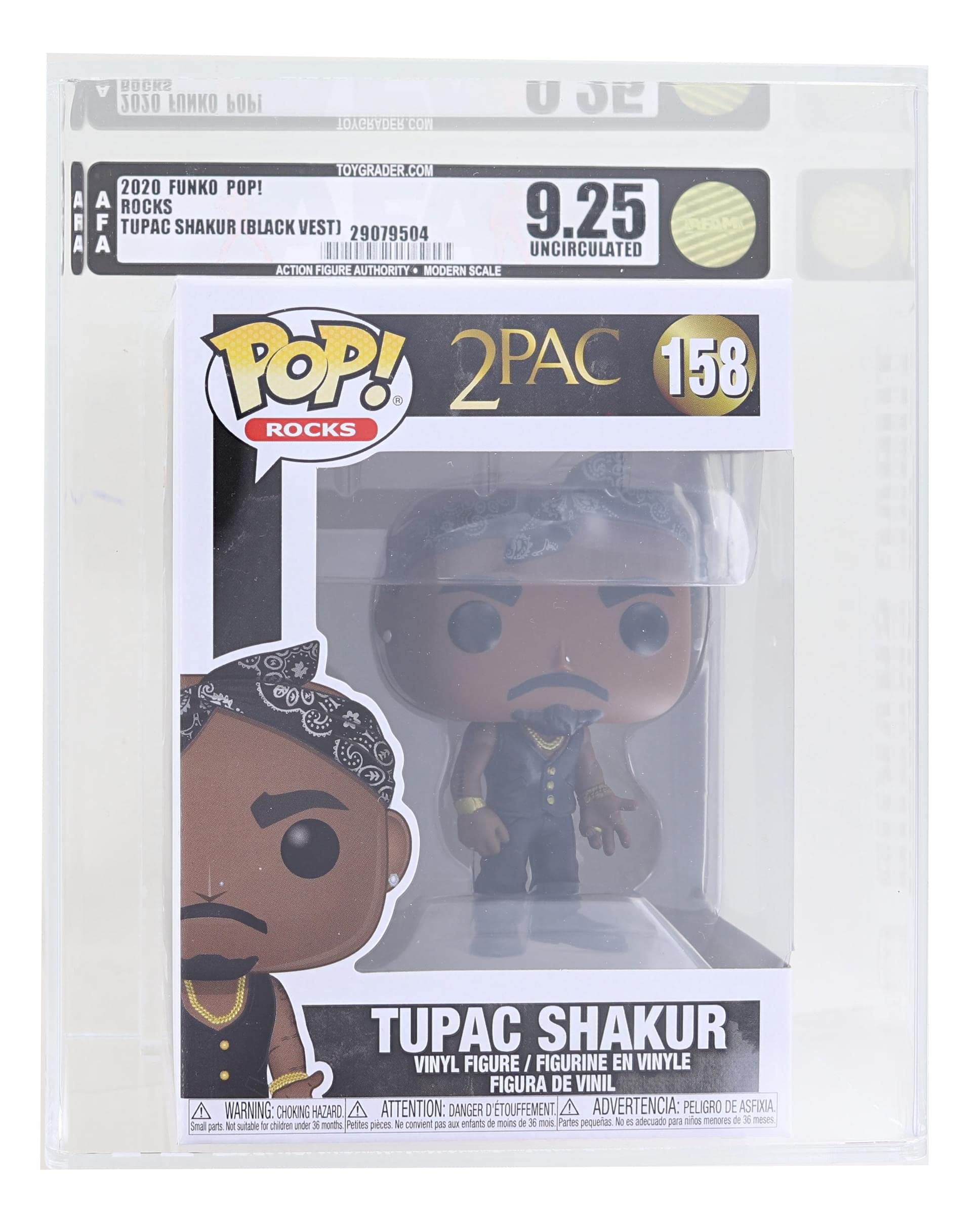 Funko Pop Rocks Vinyl-Figur, Tupac Shakur, abgestuft, AFA 9,25