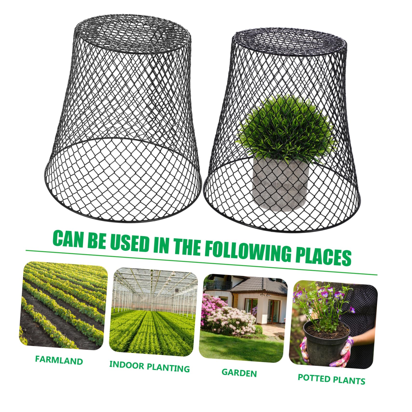 Yardwe Set 4 Pezzi Copertura per Piante in Ferro Nero, Gabbia Protettiva Robusta per Piante Massima Penetrazione della Luce, per Giardino e Orto