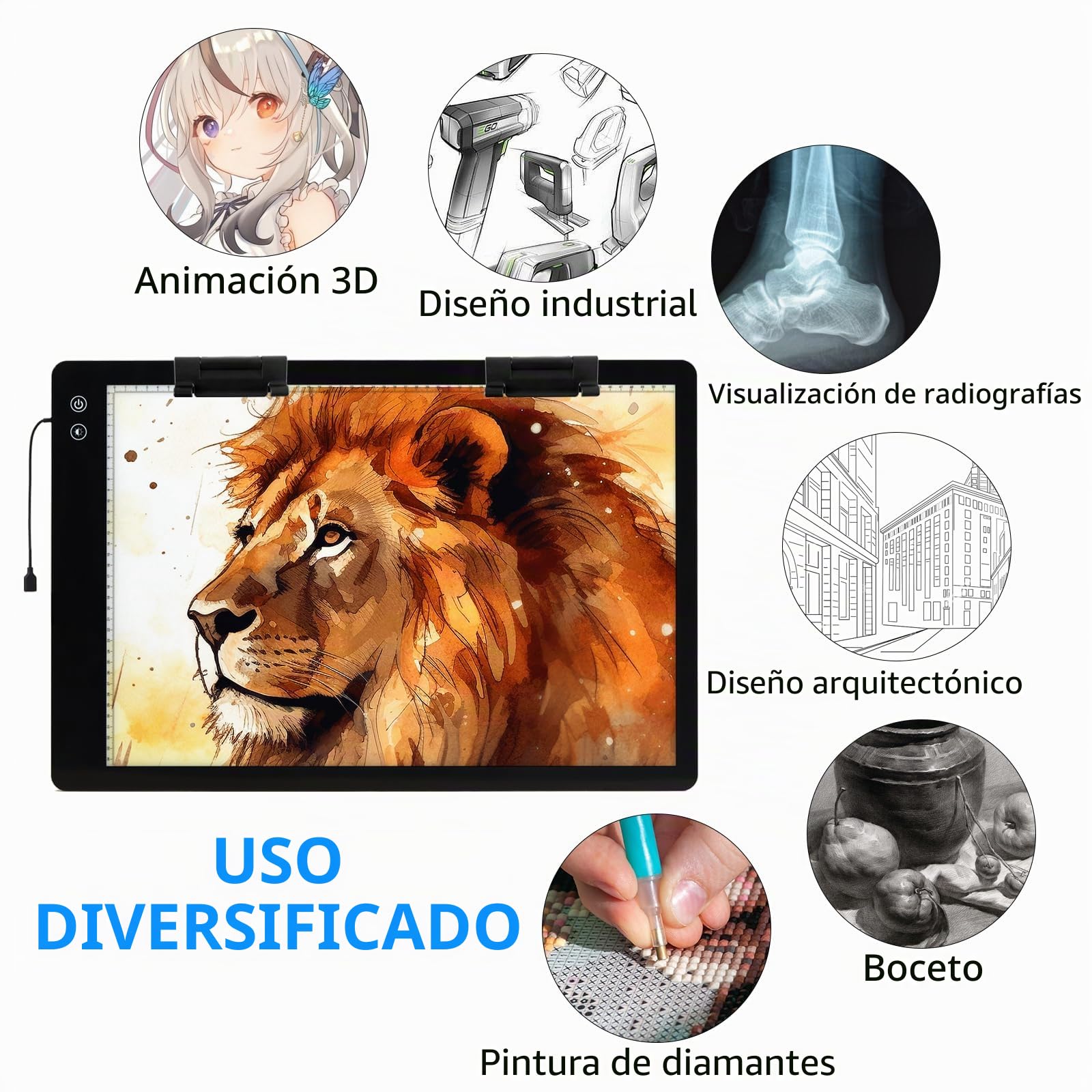 TOHETO A2 Mejorado Recargable Mesa de Luz Para Calcar, Tableta de Luz Dibujo LED Con Brillo Ajustable Para Bocetos, Diseño, 5D Diamante Pintura