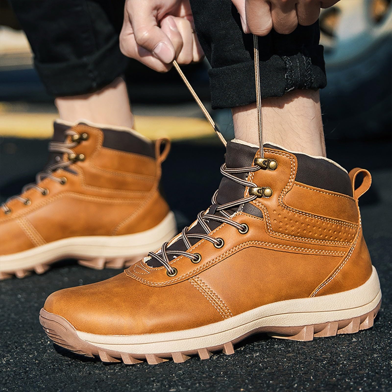 Wanderstiefel Herren Wasserdicht Leder Traillaufschuhe Rutschfest Outdoor