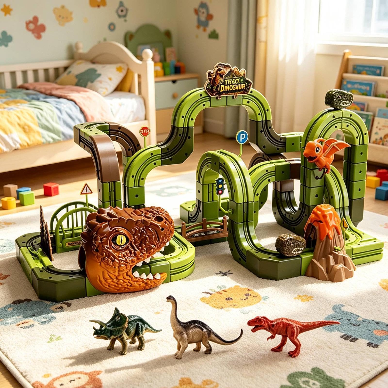 Set di Costruzioni di Dinosauri, Modellino di Dinosauro, Gioco Fai-da-Te, Morbido, Resistente, Pratico, Educativo per La Prima Infanzia per Bambine, Grande
