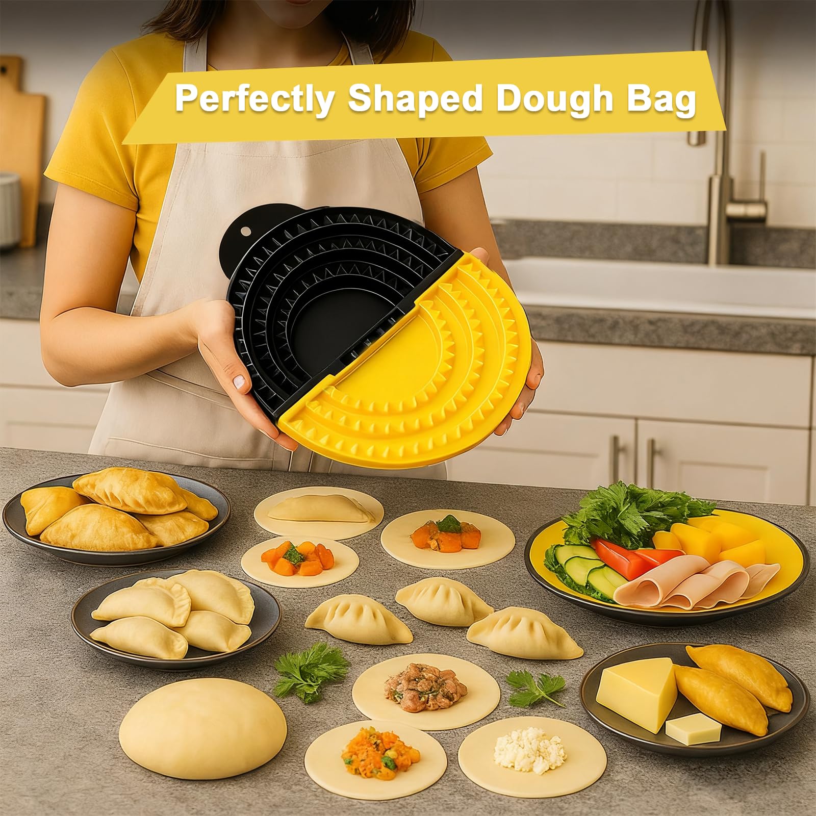 Stampo per Ravioli, Macchina per Ravioli con 3 Dimensioni Intercambiabili, Sigillatrice per Pasta Multifunzione per Gnocchi, Tortelli, Empanadas, Strumento da Cucina per Sealare la Pasta Faci