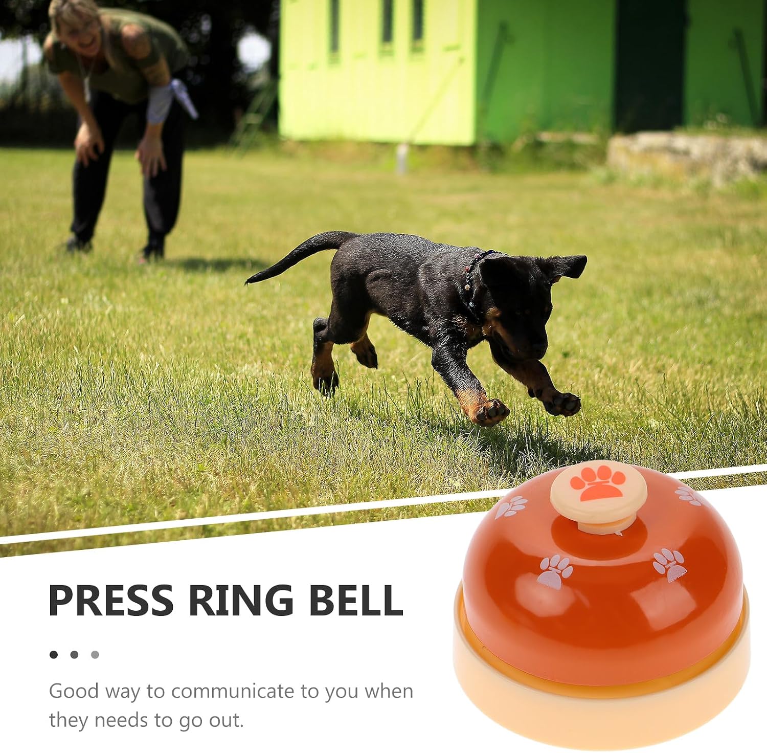 ARTIBETTER 2pcs Dog Doorbells for Potty Training with Paw Print Design Large Pet Training Press Bells for Puppy Toilet Orange Color for Pets