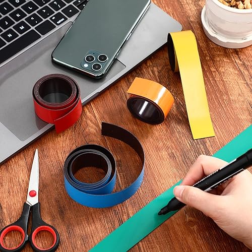 Miniatura 5 de 6 rollos de cinta magnética de borrado en seco rollo de cinta magnética de 1 pulgada x 33 pies tiras magnéticas en blanco con parte trasera adhesiva