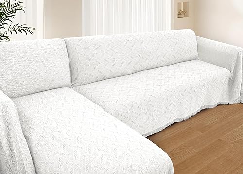 HOMERILLA Fundas de sofá modular para sofá modular en forma de L, 2 piezas, fundas de sofá para mascotas y perros, protector de muebles (blanco, XXL)