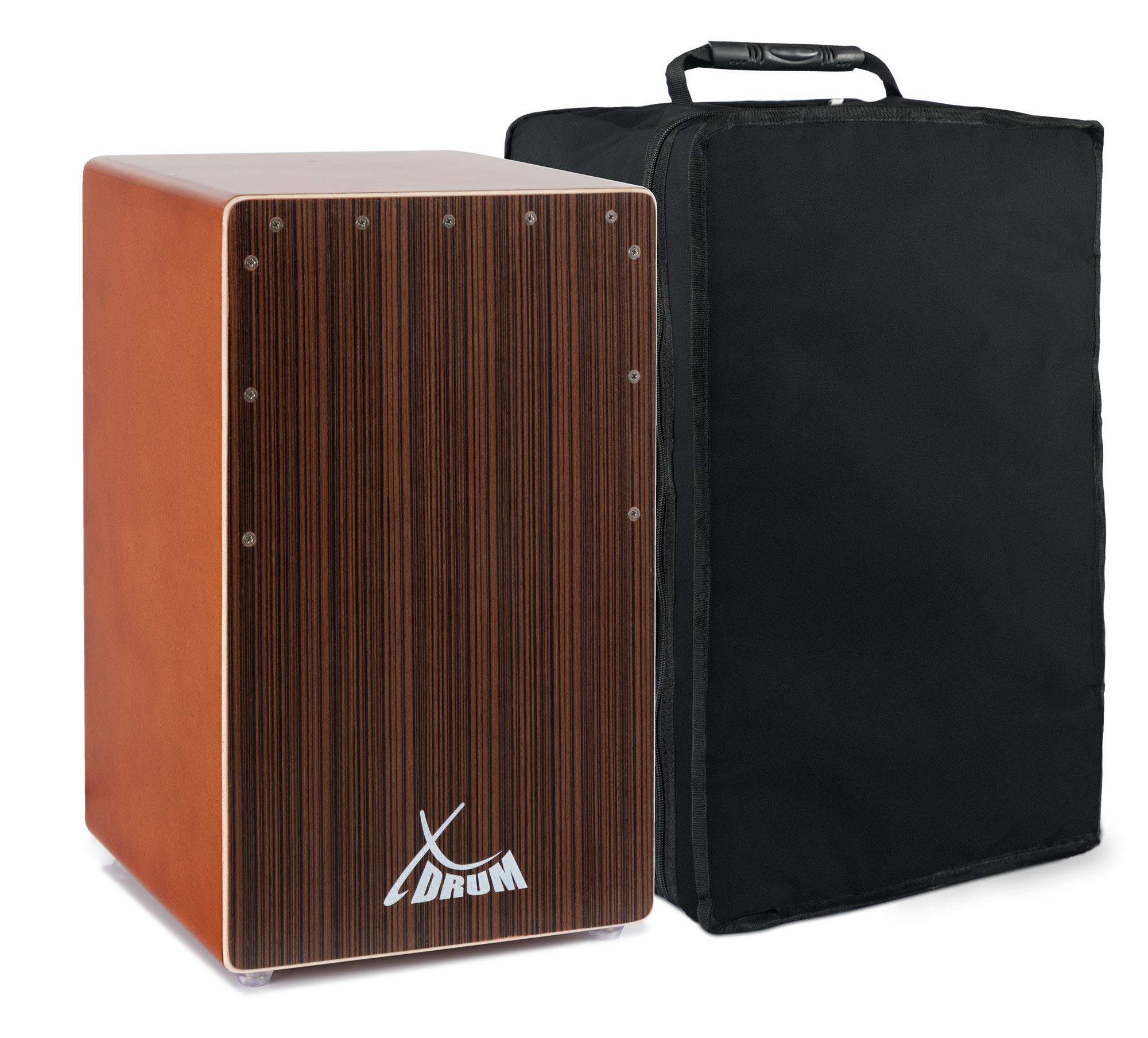 XDrum Cajon El Bajo Bass Port Cocoa Brown/Ebony incl. Borsa, 5 cm | Porta bassi integrato, Corpo: HPL (High Pressure Laminate), Metà superiore della superficie di battuta avvitata, 5 cm, Peso 3