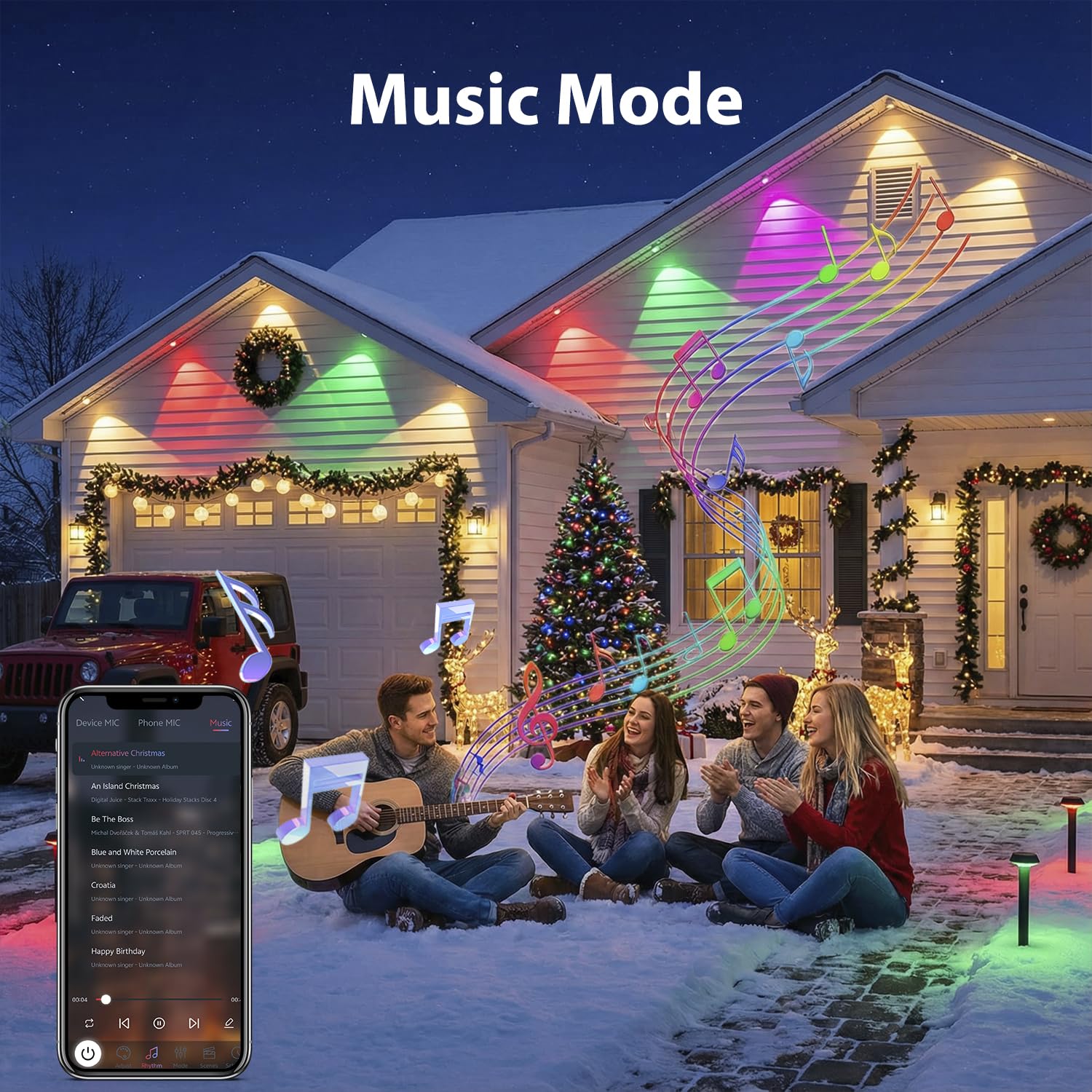 15M Lumières Permanentes Extérieur RGB, guirlande lumineuse, étanche IP65 pour l'extérieur, avec télécommande et application, minuterie, pour les fêtes, la décoration quotidienne