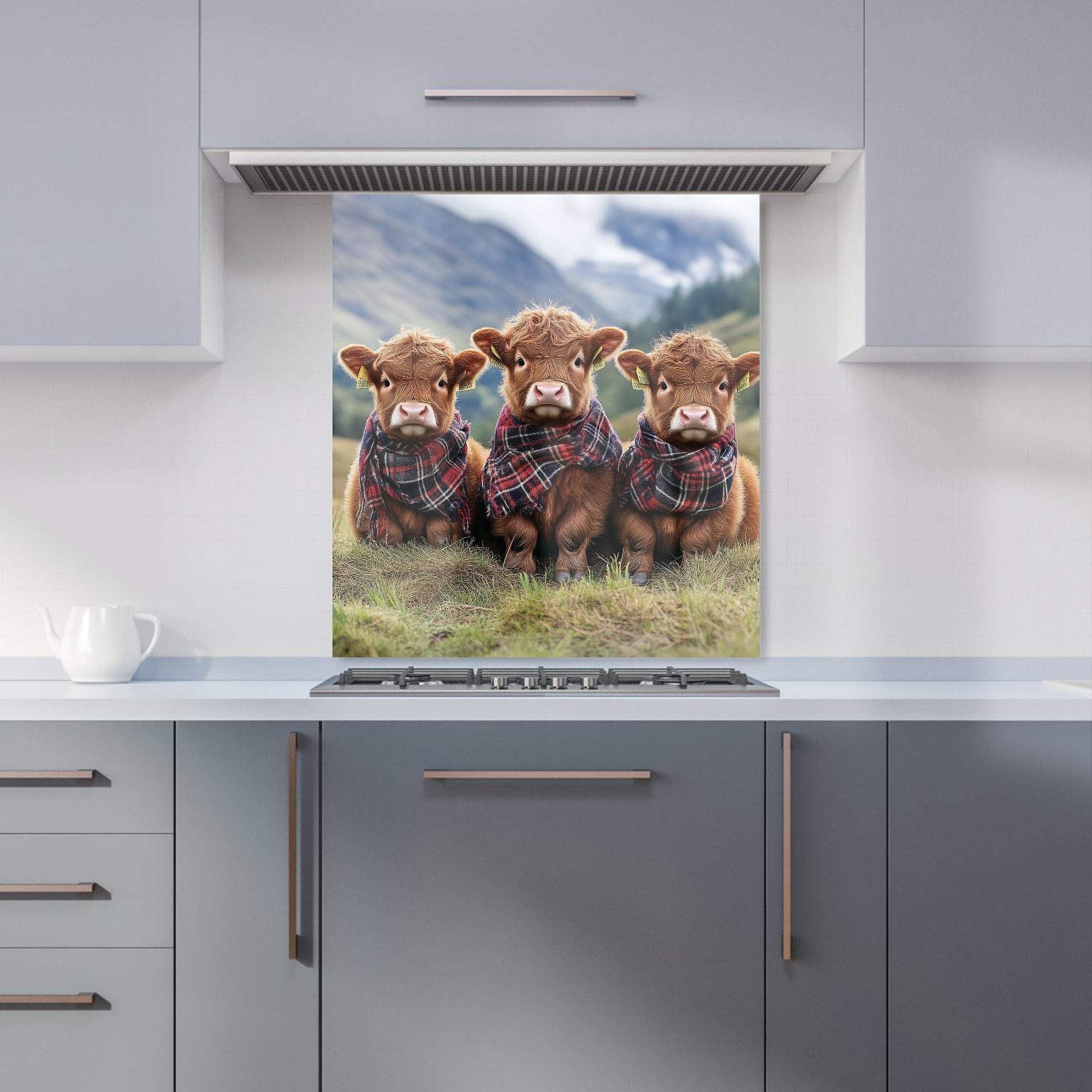 Warren Reed - Designer Trio Of Baby Highland Cows Kitchen Splashback - W600mm X H650mm
