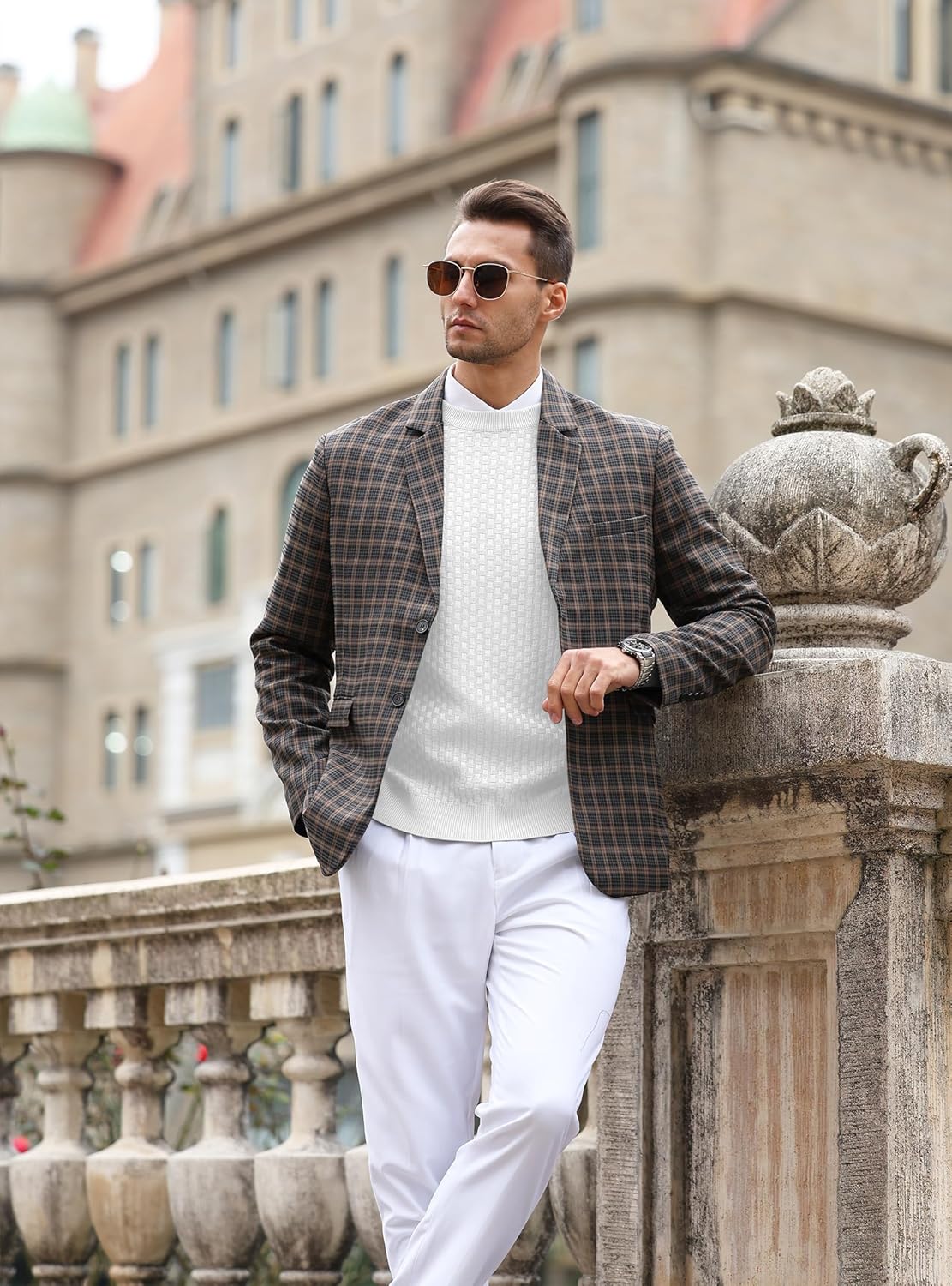 Zaitun Mens Crewneck Sweater Pullover Waffle Knit Casual Patterned Long Sleeve Sweaters - Image 2