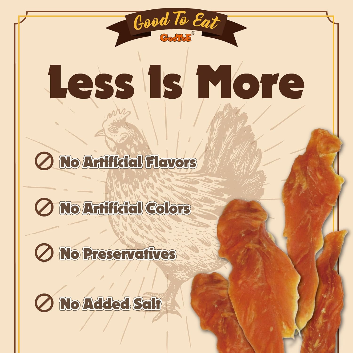 Gootoe Dog Treats, Chicken Jerky for Dogs - Dog Training Treats; High-Protein, Gluten-Free, Hypoallergenic, Grain-Free, Chicken Fillets, 1 lb (Pack of 3)