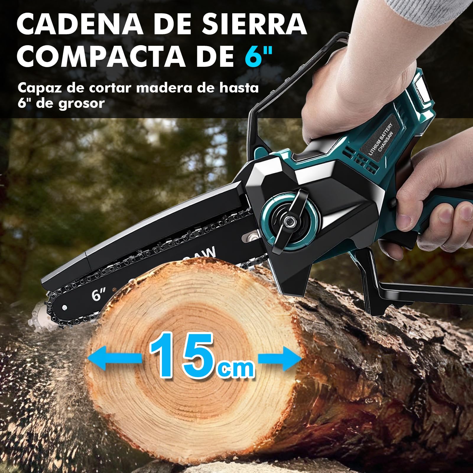 Motosierra Inalámbrica de 6inch-Makita18V Interfaz(Sin Batería) | Juego de Sierra Eléctrica Con Motor Sin Escobillas 600W Con 2 Cadenas de Sierra, fits Bl1820B, Bl1830B
