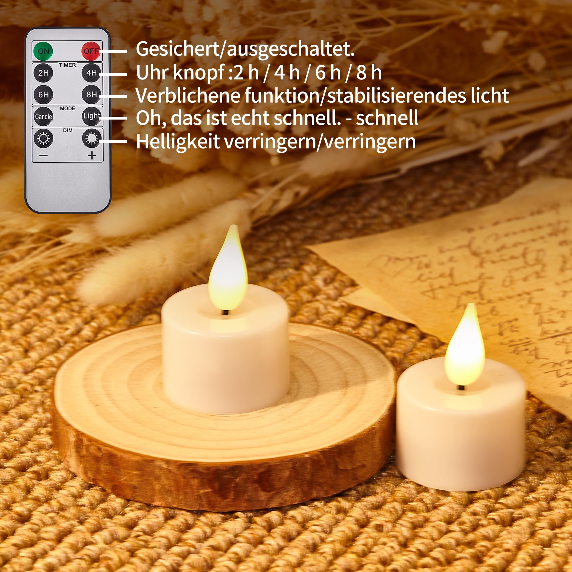 Led teelichter wiederaufladbar mit Timerfunktion Ladestation Aufladbare Led Teelichter Flackernd Kerzen mit Fernbedienung Perfekt für Wohnzimmer Tisch Kürbis Party Halloween Weihnachtsdeko (Weiß)