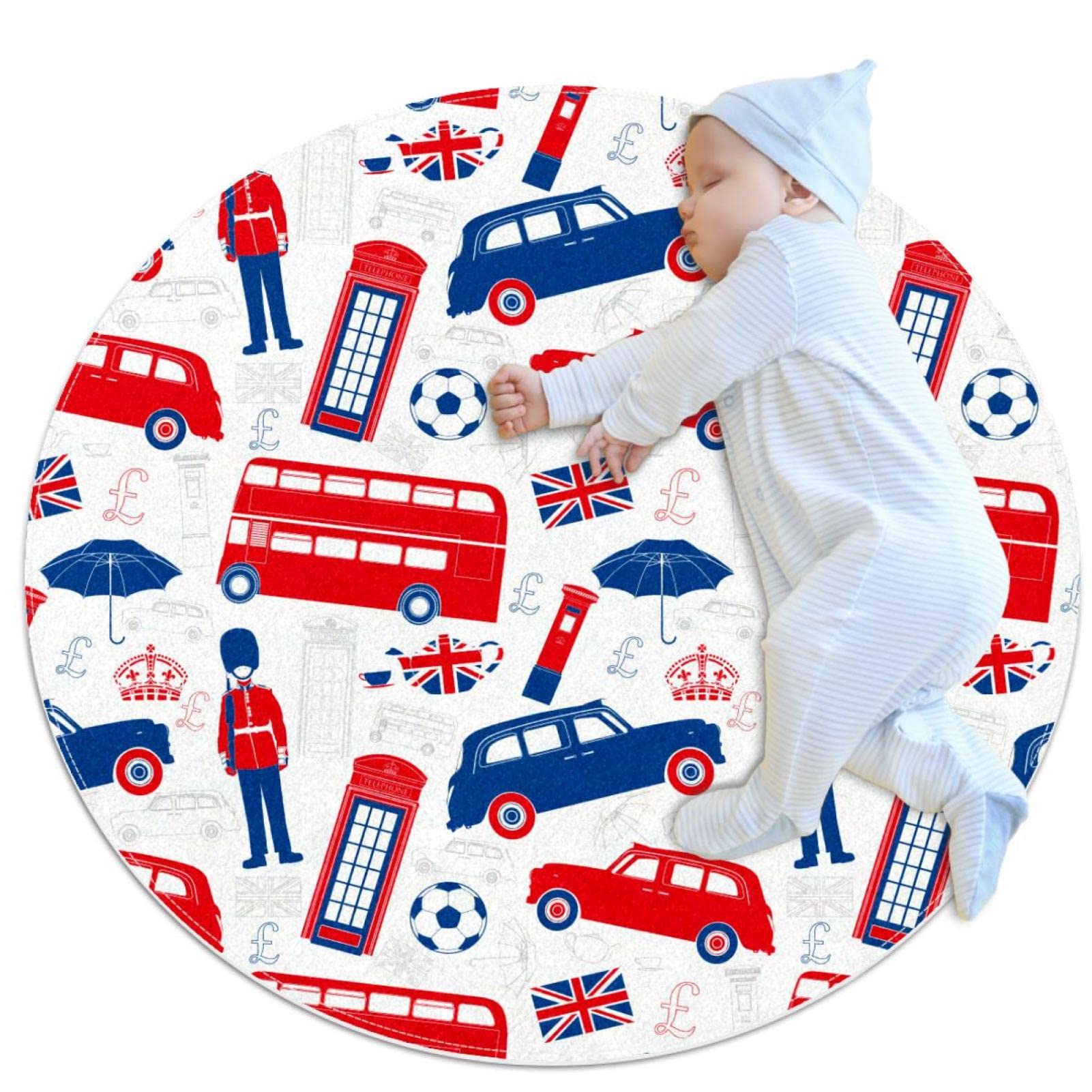 Tapis rond Londres bus rouge pour égayer la salle de jeux