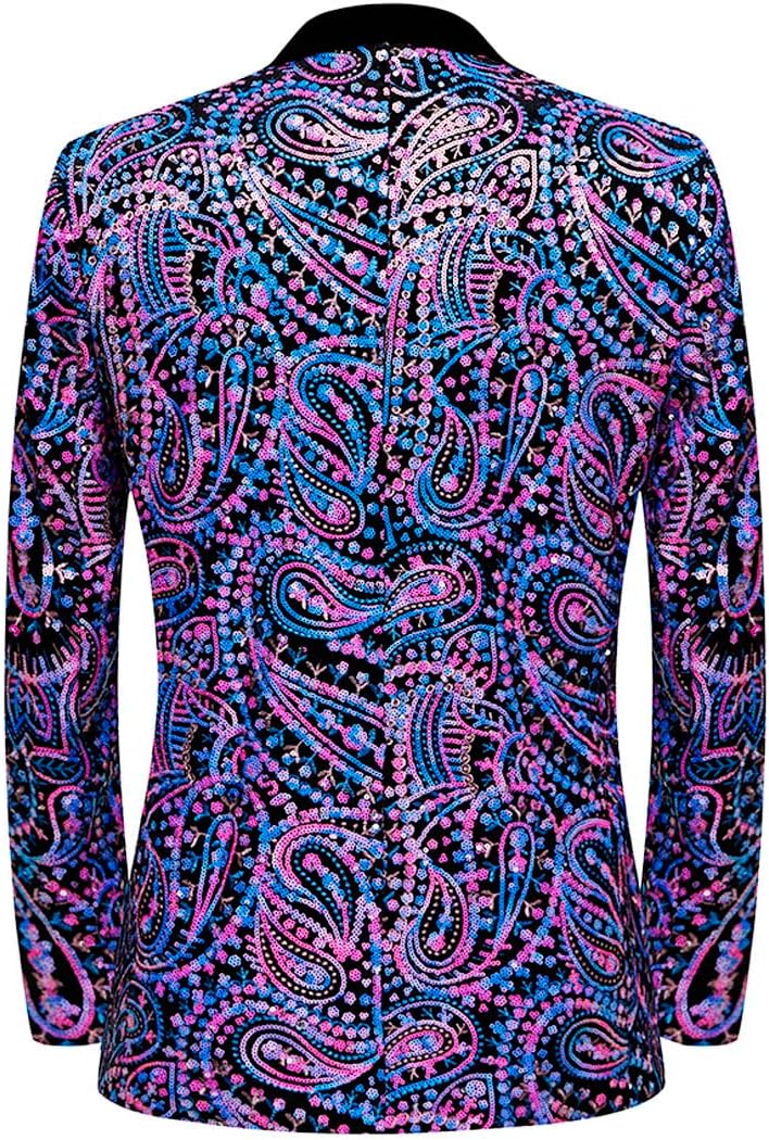 Men's Shiny Sequins Suit Jacket Classic Floral Suit Jacket Fashion,Suitable for Parties,Weddings,Banquets,Proms