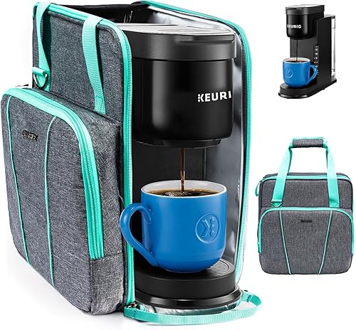 BAGSPRITE Bolsa de viaje para cafetera, compatible con cafetera Keurig K-Express, estuche de transporte K-Iced de una sola porción con múltiples