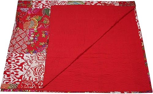 Vista 48 de Marubhumi Edredón tradicional indio de algodón puro, estampado de cachemira, colcha Kantha multicolor (multicolor-22, individual (60 x 90 pulgadas)