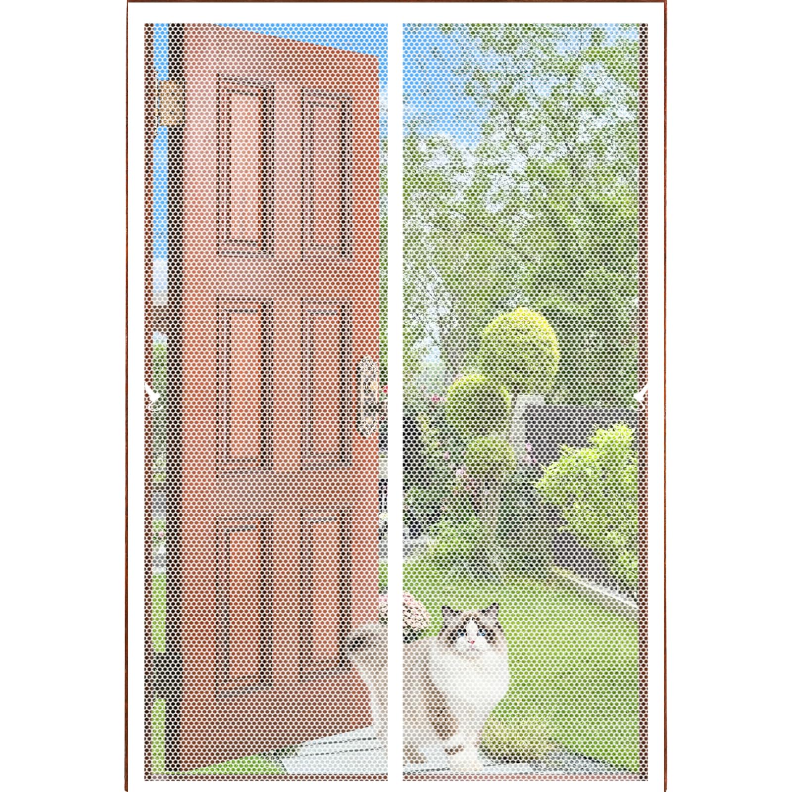 Lijiao White Door Fly Screen 82 X 245 Cm Keep Bugs Out Lets Fresh Air In, With Powerful Magnets And Full Frame Hook&Loop, No Gap, Mesh Curtain Magnetic Fly Screen Door Kid And Pet Friendly,