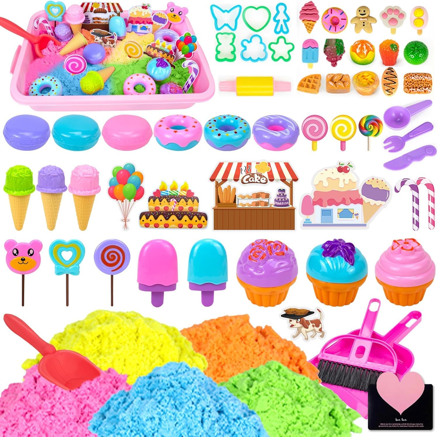 UCAMP Sable Magique Enfant,Jouet Sensoriel de Sable 1000g Magic Sand 5 Couleurs,Sables Jouet Kit,Fille Jeu de Sables Kit,Sablees Magique Dessert Kits,Cadeau D'anniversaire Enfant de 3+ Ans
