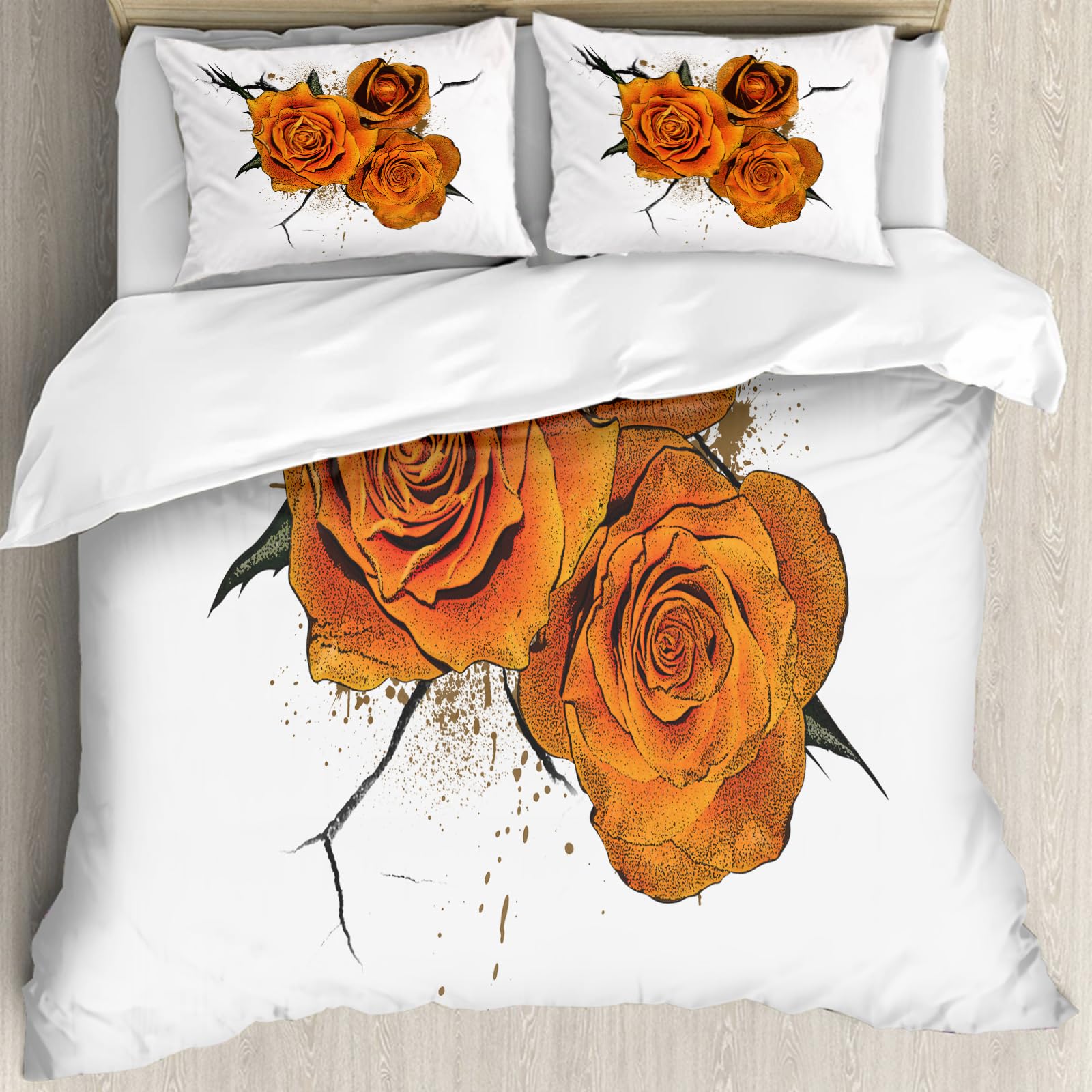 Housse de couette 228x264cm style romantique aux roses : protégez la douceur de vos nuits calmes