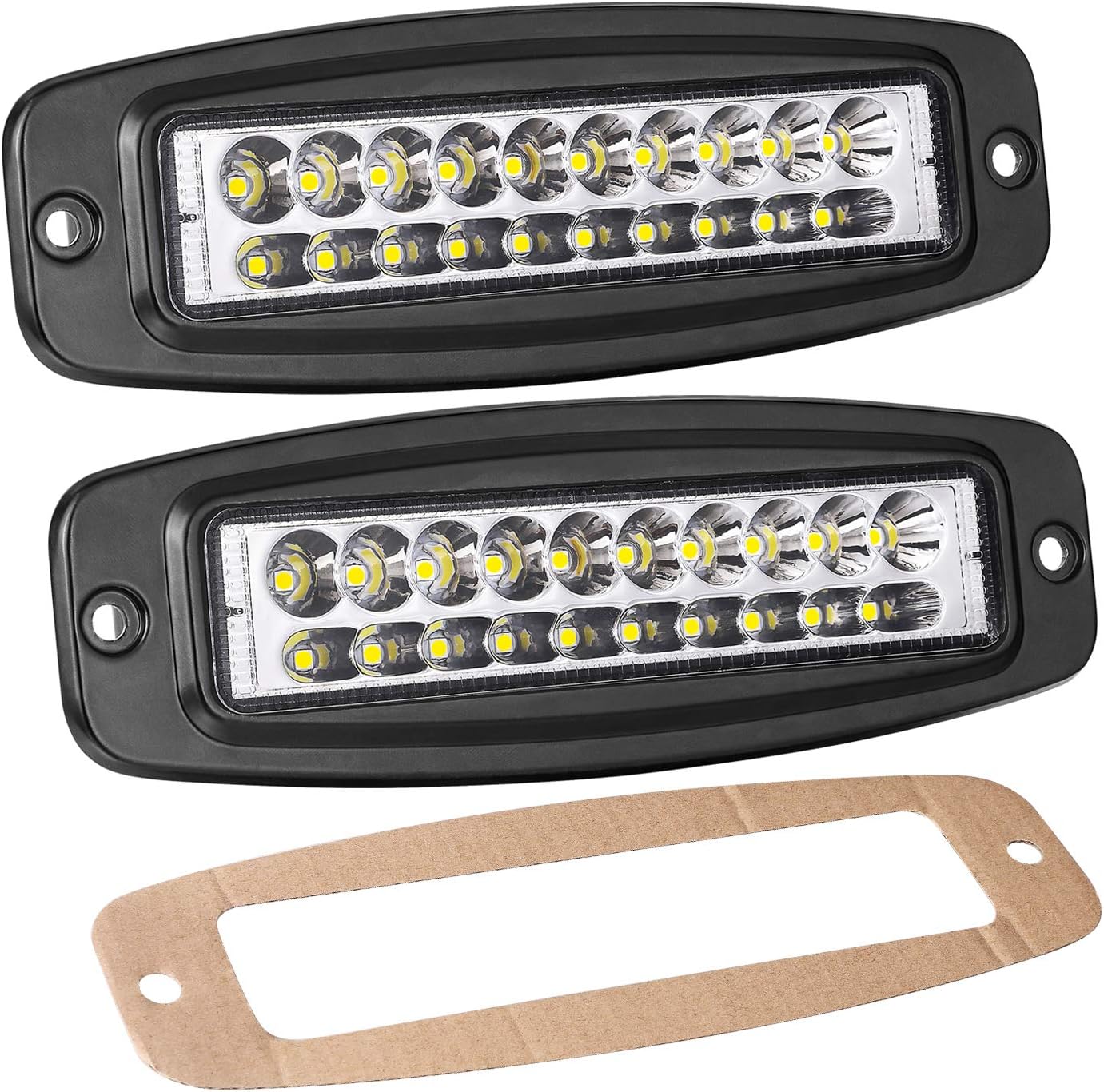 AKD Part Flush Mount LED Pods, 2Pcs 7 inch 80W LED Flush Mount Light Bar LED Work Light Off Road Driving Lights Super Bright Fog Lights for Truck Bumper Boat