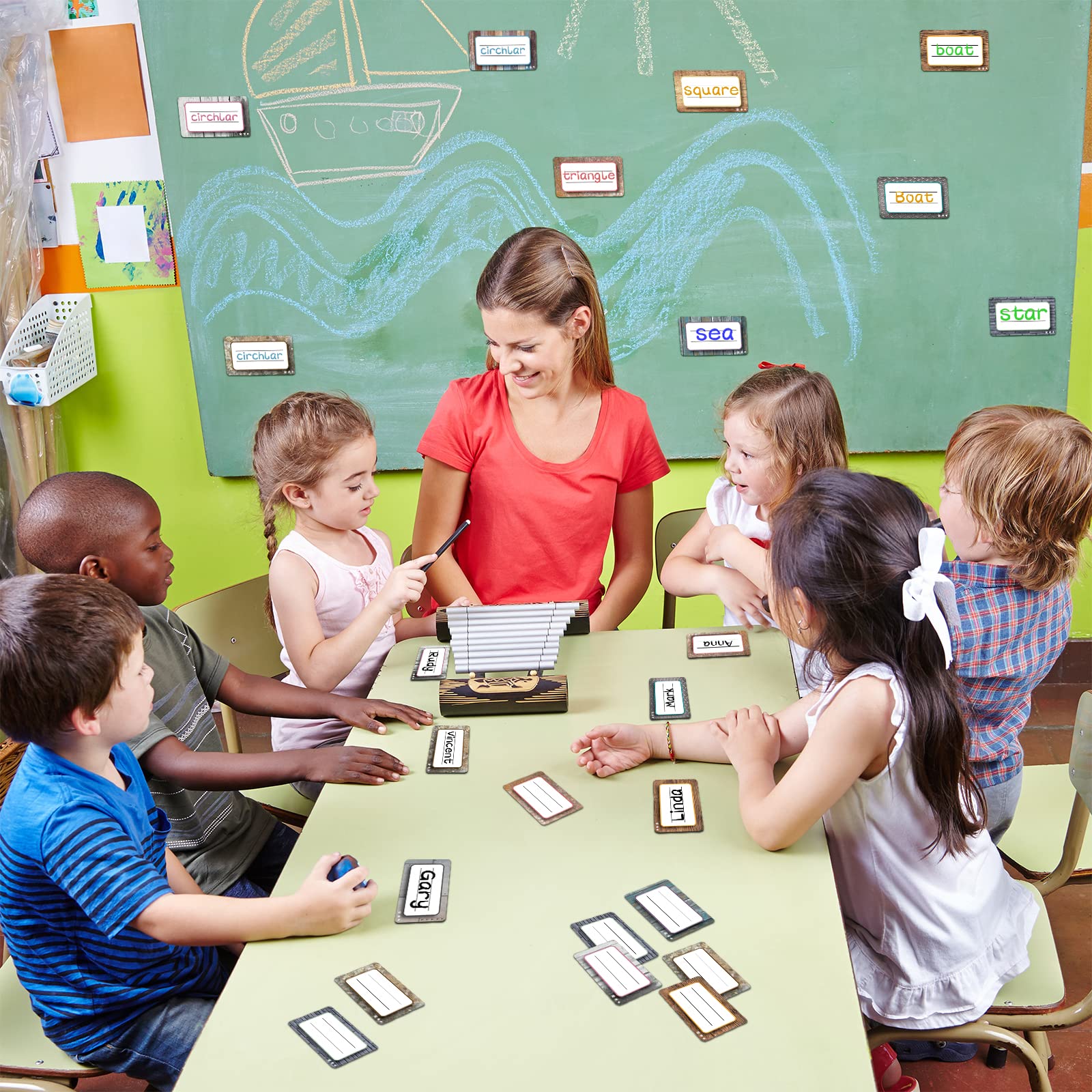 Geyee Magnetische Namensschilder Rustikal – 40 Stück Für Klassenzimmer, Büro & Whiteboard