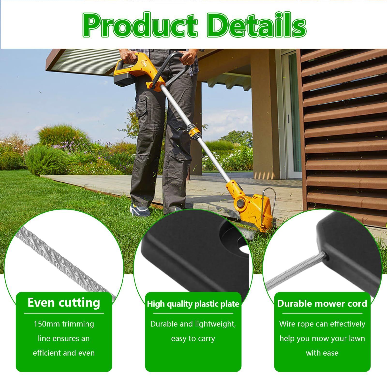10pcs String Trimmer Head, 150mm Strimmer Blades Replacement Line Lightweight Portable Accessories for Electric Trimmers Grass Cutting Head Trimming in Gardens Lawns Crops - Image 3