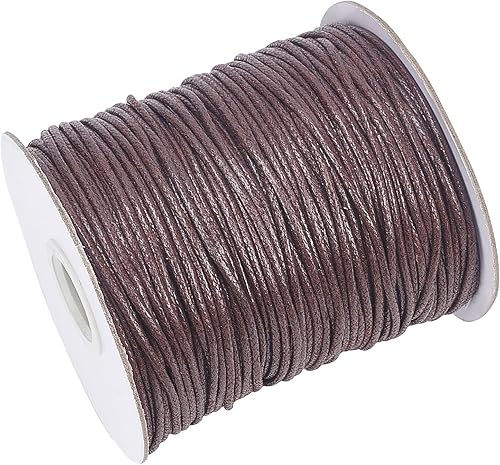 Miniatura 7 de PH PandaHall 100 yardas de cordón de algodón encerado de 0.059in de hilo encerado negro para pulsera, collar, cuentas de cintura, hacer