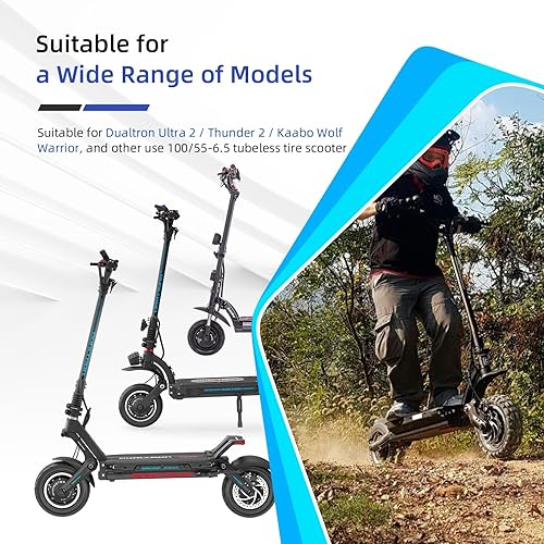 Miniatura 2 de ulip Paquete de 2 neumáticos de vacío 10055-6.5 de 11 pulgadas con pegamento vivo integrado reparable para Dualtron Ultra2 THUNDER II Kaabo Wolf