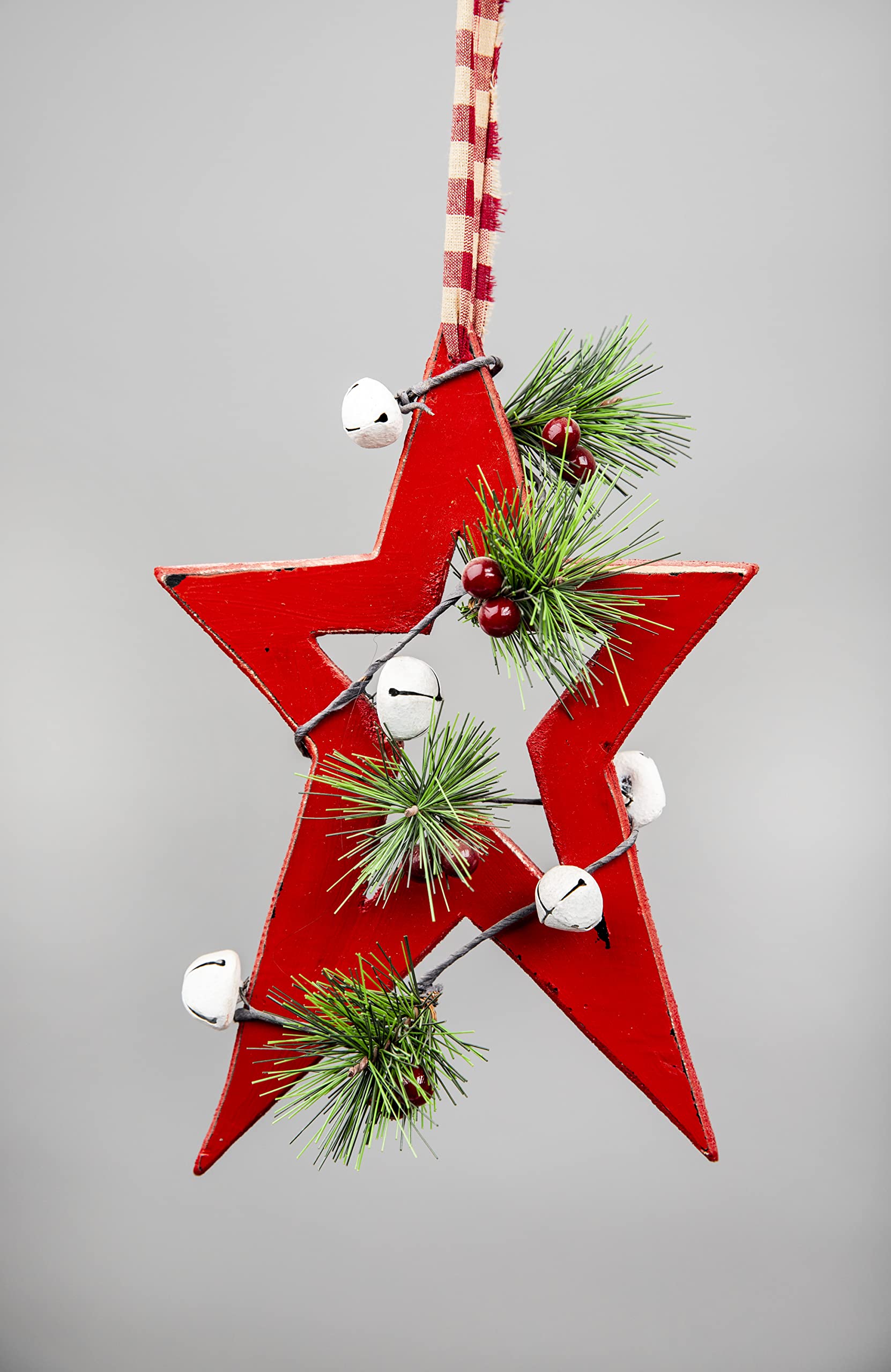 Shatchi Wooden Hanging Decoration Star Shape Red 18X1.2X26 Cm from B&Q