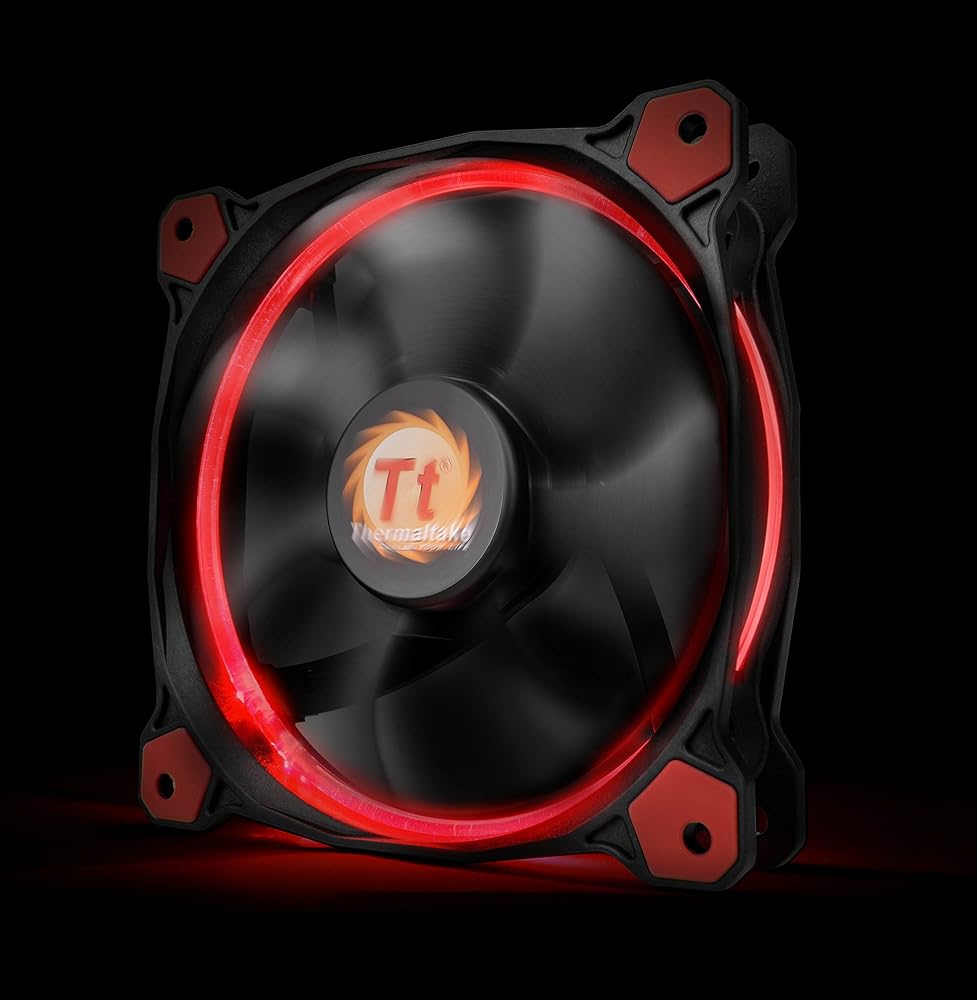 Thermaltake Riing 12 Series Red High Static Pressure 120mm Circular LED Ring Case/Radiator Fan with Anti-Vibration Mounting System Cooling thumbnail 3