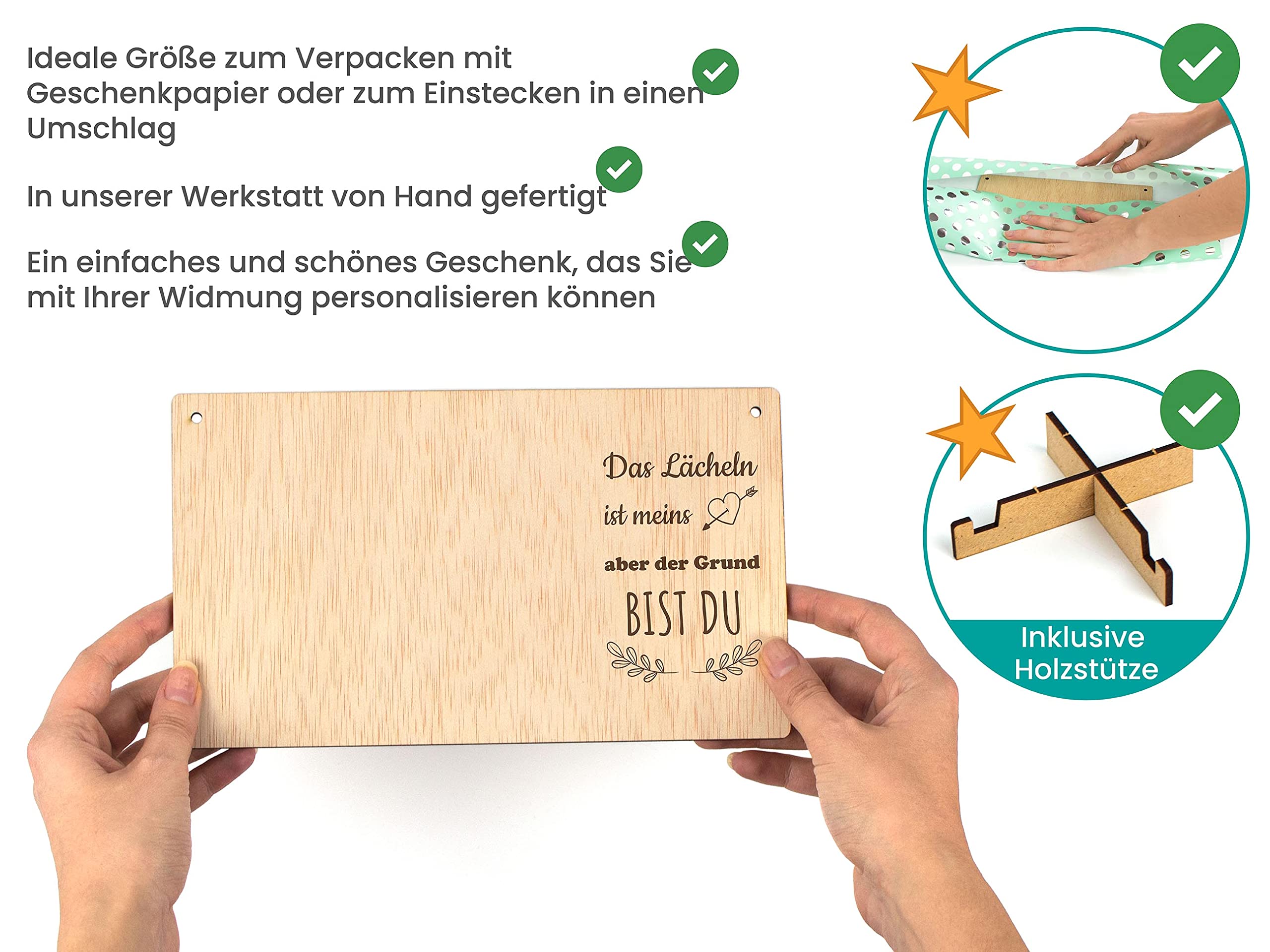 CONTRAXT Fotorahmen zum Valentinstag. Glückwunschspeziell valentinstag Valentine's day verliebt Mann Frau leine polaroid bilder rahmen fotorahmen holz Bilderrahmen Klammern (Paar DE) - Image 3
