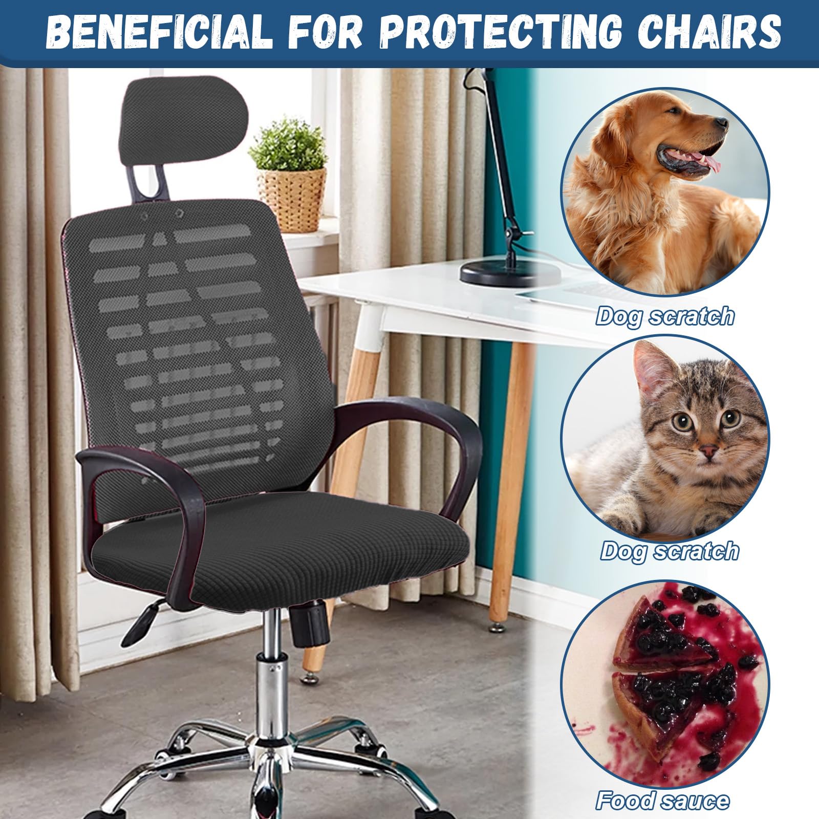 KSBBHDS Bürostuhlbezug Elastisch - Rutschfester Sitzbezug Aus Polyester Schwarz