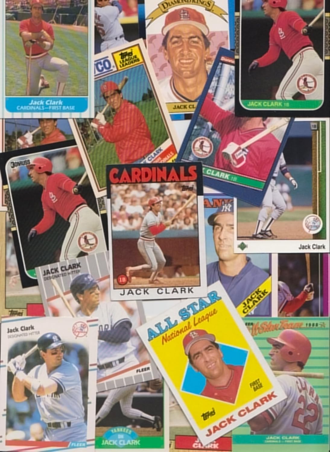 Jack Clark / 100 Different Baseball Cards featuring Jack Clark