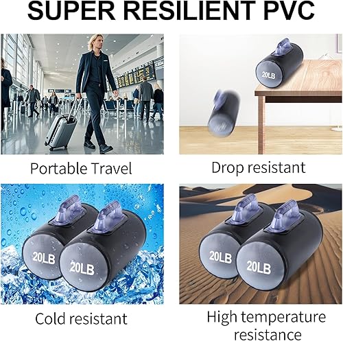 Miniatura 7 de Water Filled Training Dumbbells, Travel Weights Set, Adjustable Weights to 40Lbs,30Lbs,20Lbs,10Lbs,4Lbs Dumbbell Pair,Each 20151052 Lbs, Portable