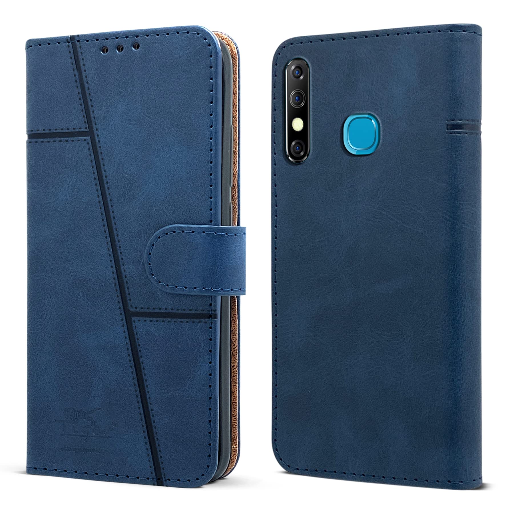 Jkobi Flip Cover Case for Infinix Hot 8 (Stitched Leather Finish | Magnetic Closure | Inner TPU | Foldable Stand | Wallet Card Slots | Blue) (B09RQTSPHZ) Amazon Price History, Amazon Price Tracker