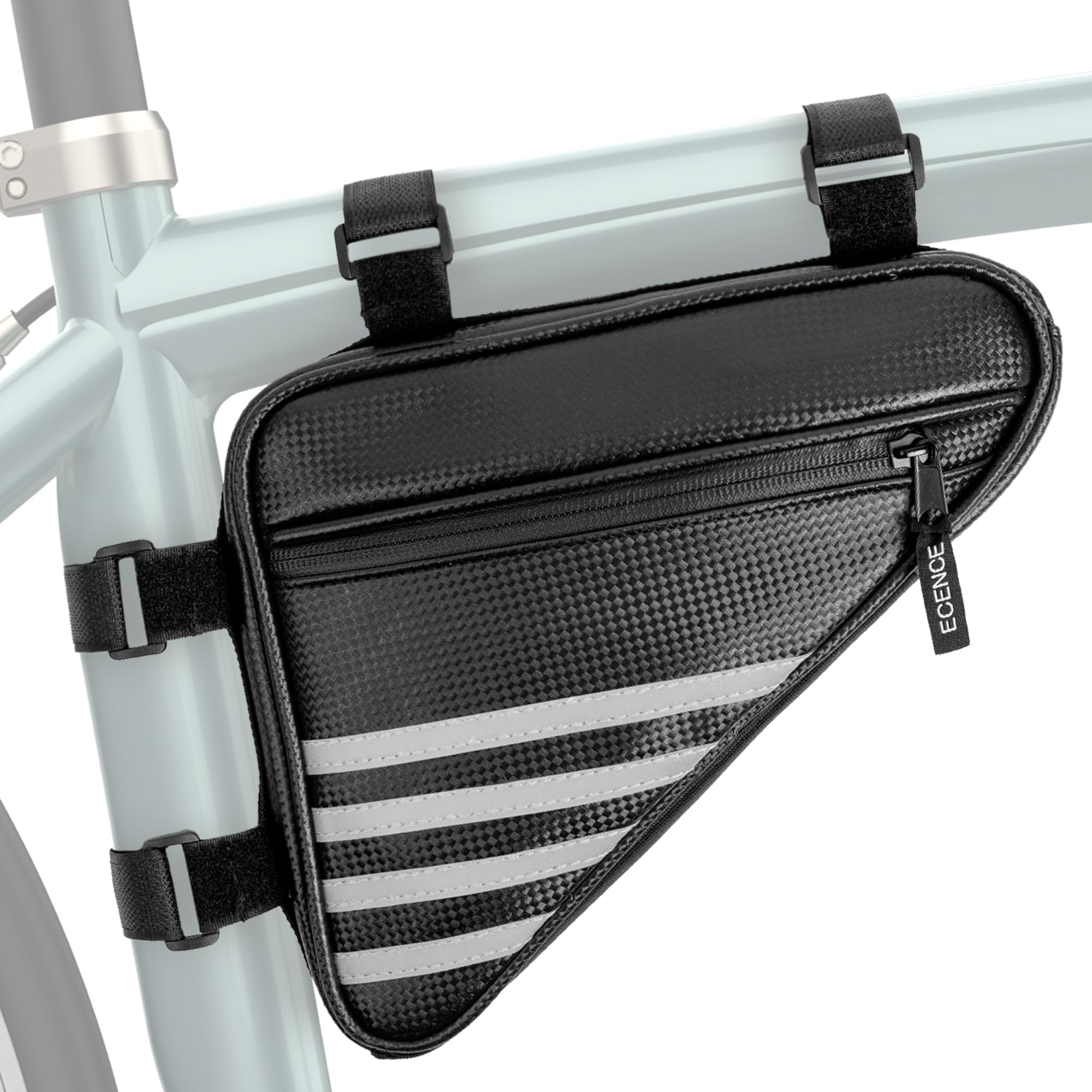 ECENCE Fahrradtasche Rahmen Wasserabweisende Rahmentasche mit Reflektoren | 1,2 L - Dreieckstasche für Handy, Werkzeug & Flickzeug - Für City, Trekking & MTB