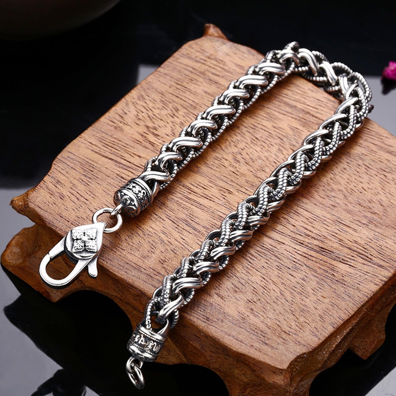 Silber S925 Herren Armbänder Vintage Verdreht Welle Armband