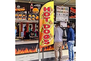 Hot Dog Sign, Windless Hot Dog Feather Flag with Portable Bag
