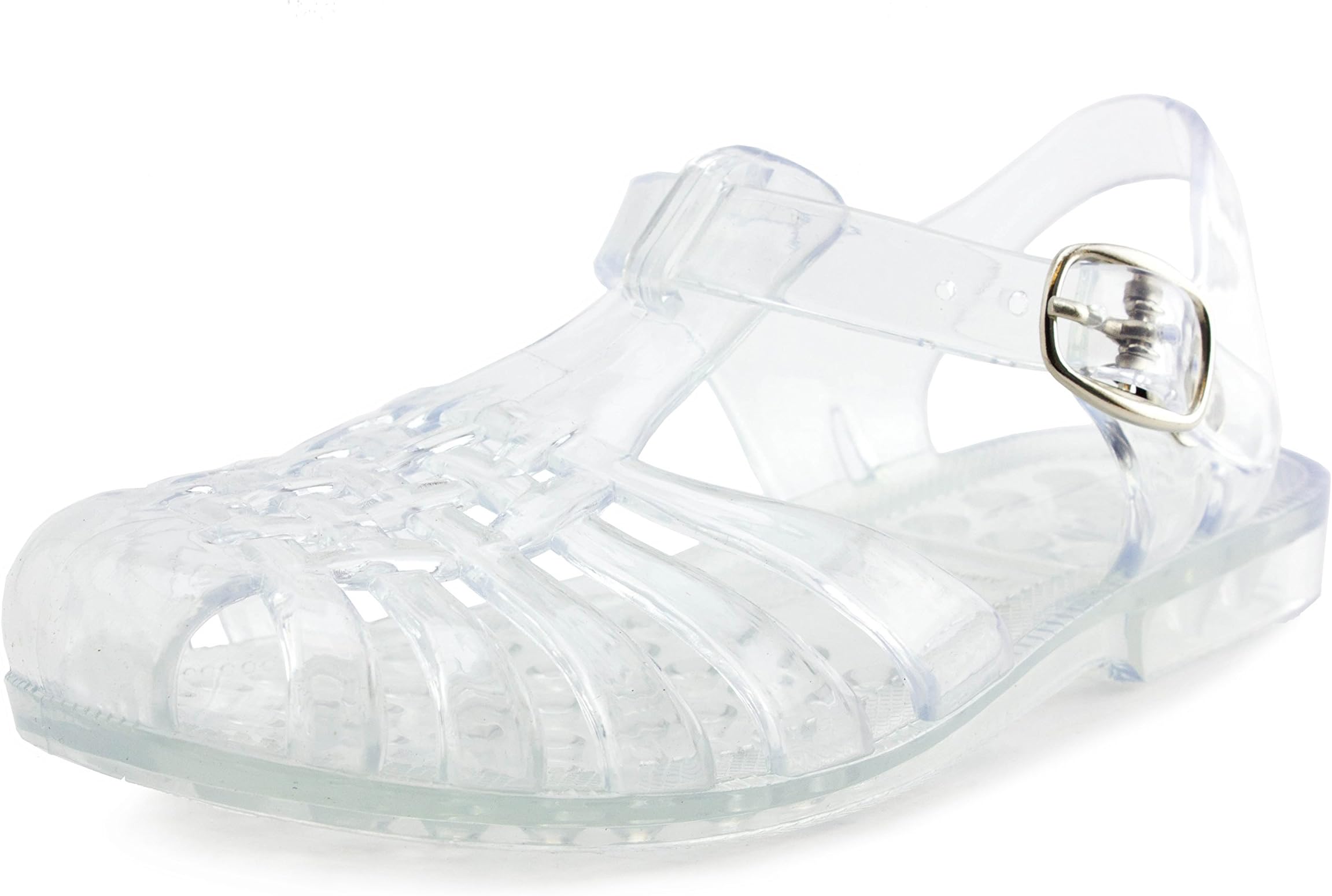 Girls Buckle Closure Slingback Cloused Toe Sandals Clear 1 M US Little Kid