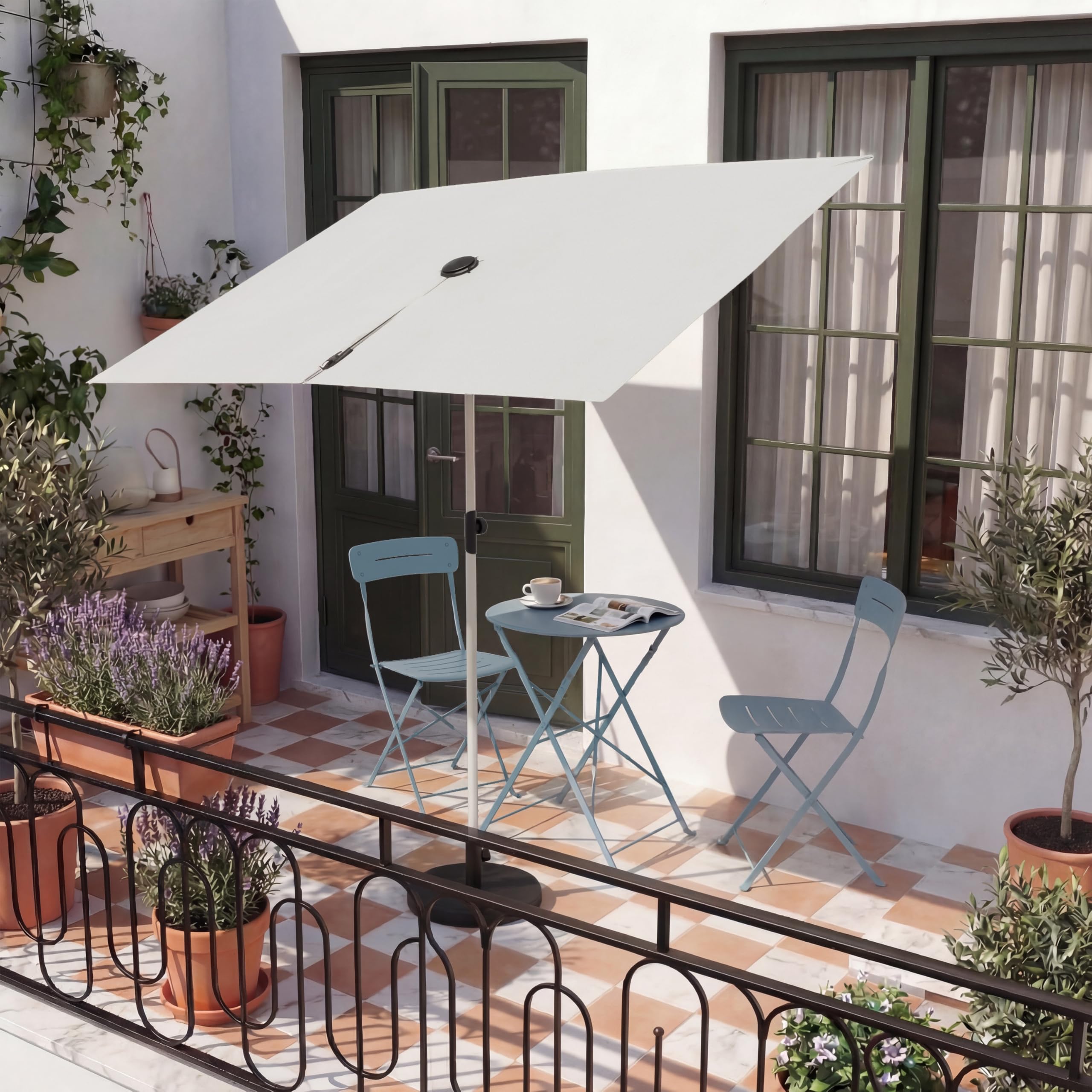 Verstelbare rechthoekige draaibare parasol 360° 3x4m chocolade CESARE