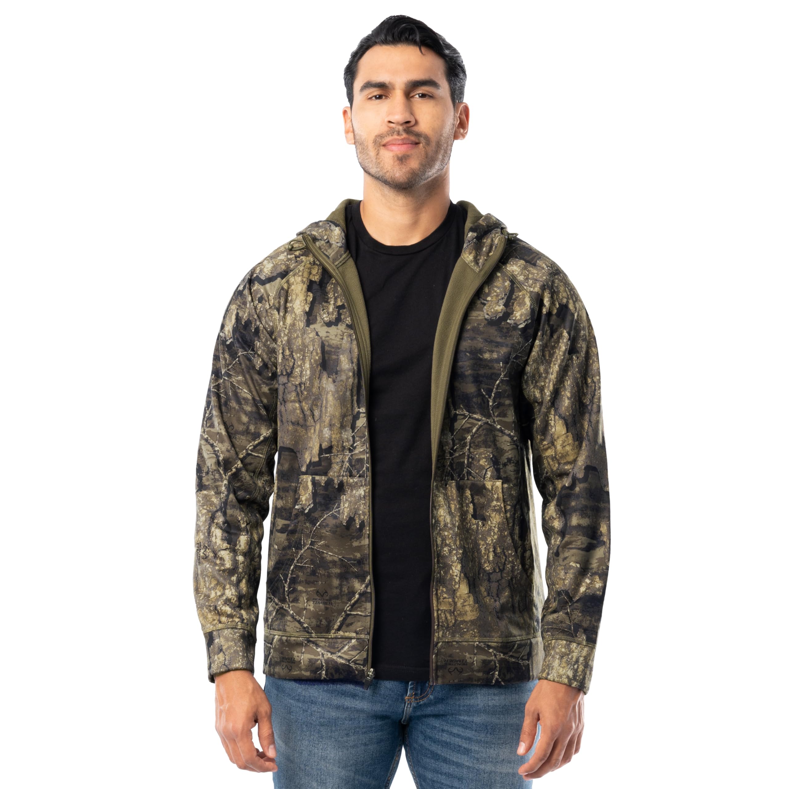 Realtree Men's Performance Bonded Fleece Zip Hoodie, Realtree