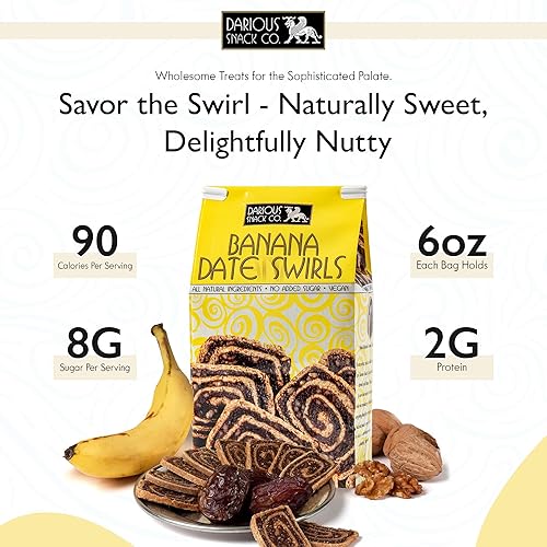Miniatura 4 de Darious Snack Co. Remolinos veganos de plátano para café y té, deliciosas galletas de desayuno, ligeramente dulces y saladas, todos los ingredientes
