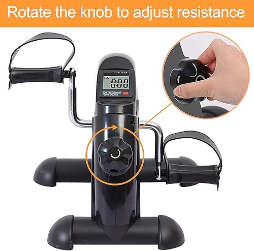 Miniatura 4 de Ejercitador de pedales debajo del escritorio, mini bicicleta estática para piernas y brazos Ciclismo Ejercicio portátil con pantalla LCD