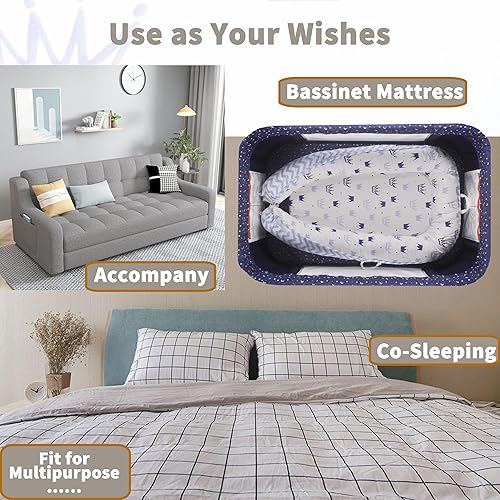 Miniatura 3 de Funda para tumbona de bebé, 100% algodón, transpirable y suave, asiento de piso infantil de 0 a 24 meses para viajes, relajante, portátil y