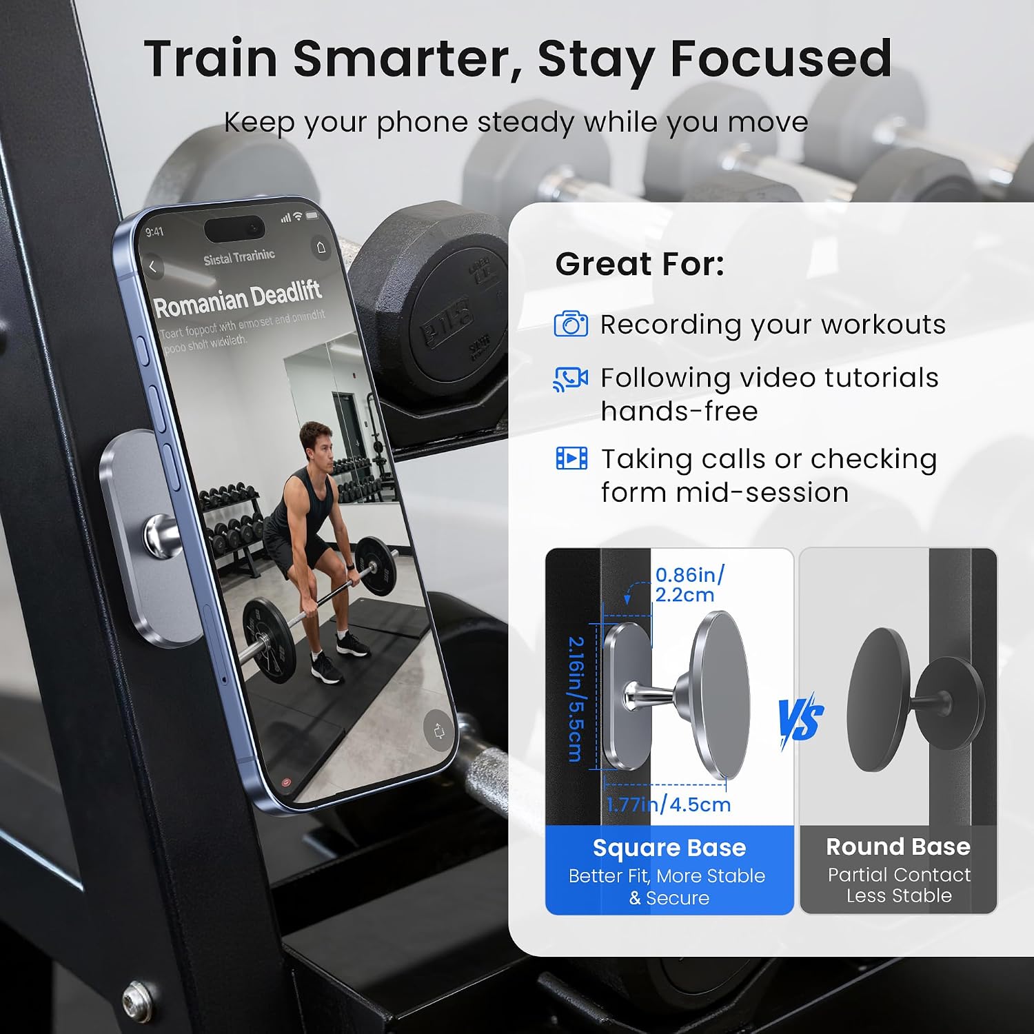 Itramax Gym Magnetic Phone Holder for MagSafe,360° Adjustable Alloy Cell Phone Stand Holder,Dual Magnet Portable Gym Workout Mount with Magnetic Ring for iPhone 17 16 15 14 13 12&Smartphones,Men/Women