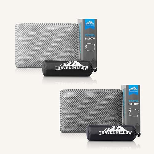 PEUJEW Memory Foam Travel Pillow (Grey/Dark Grey, S)