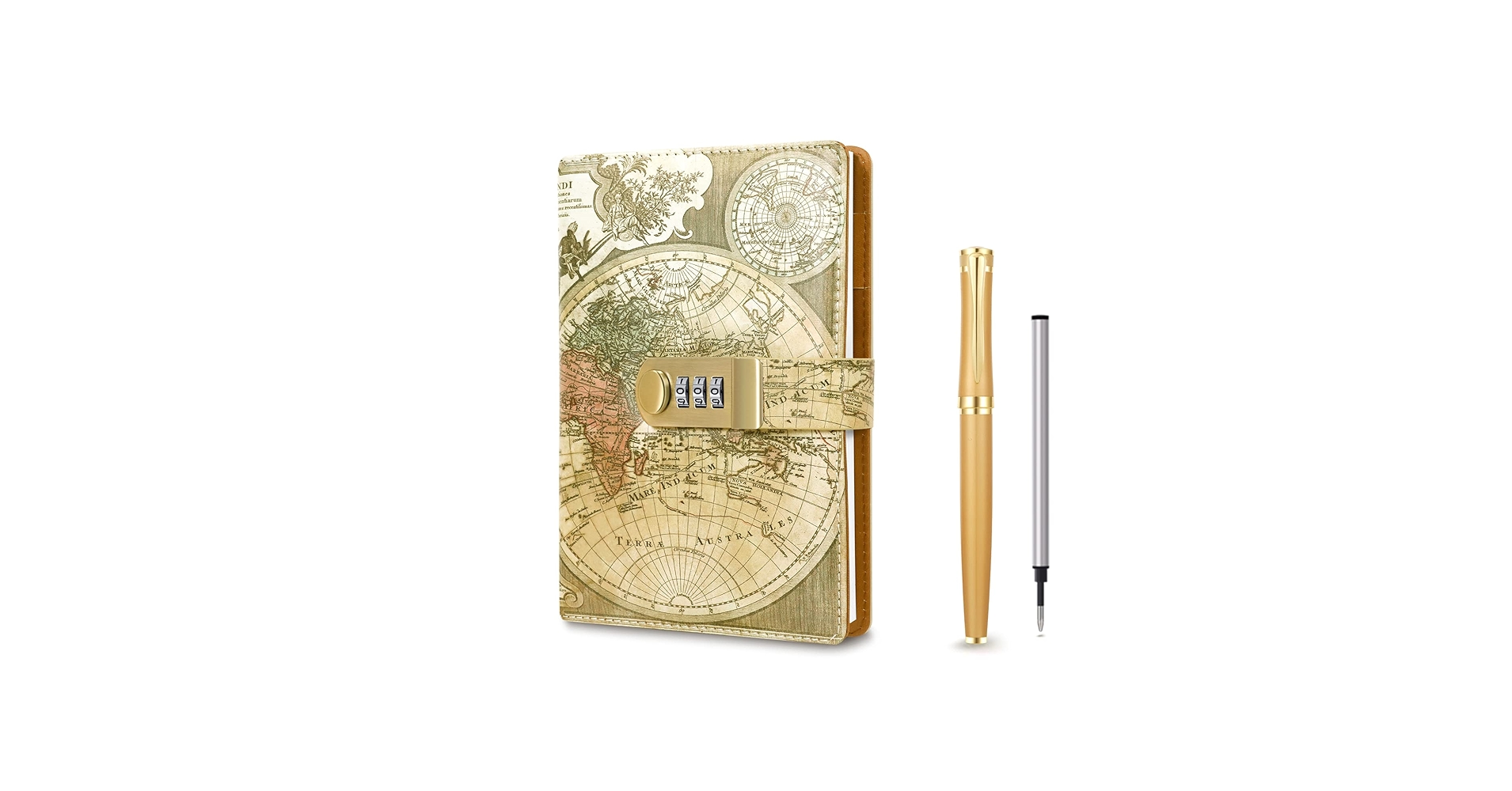 lqv..nnページ Amazon.com : Vintage Old Map Diary with Lock,A5 Locking Journal Pu