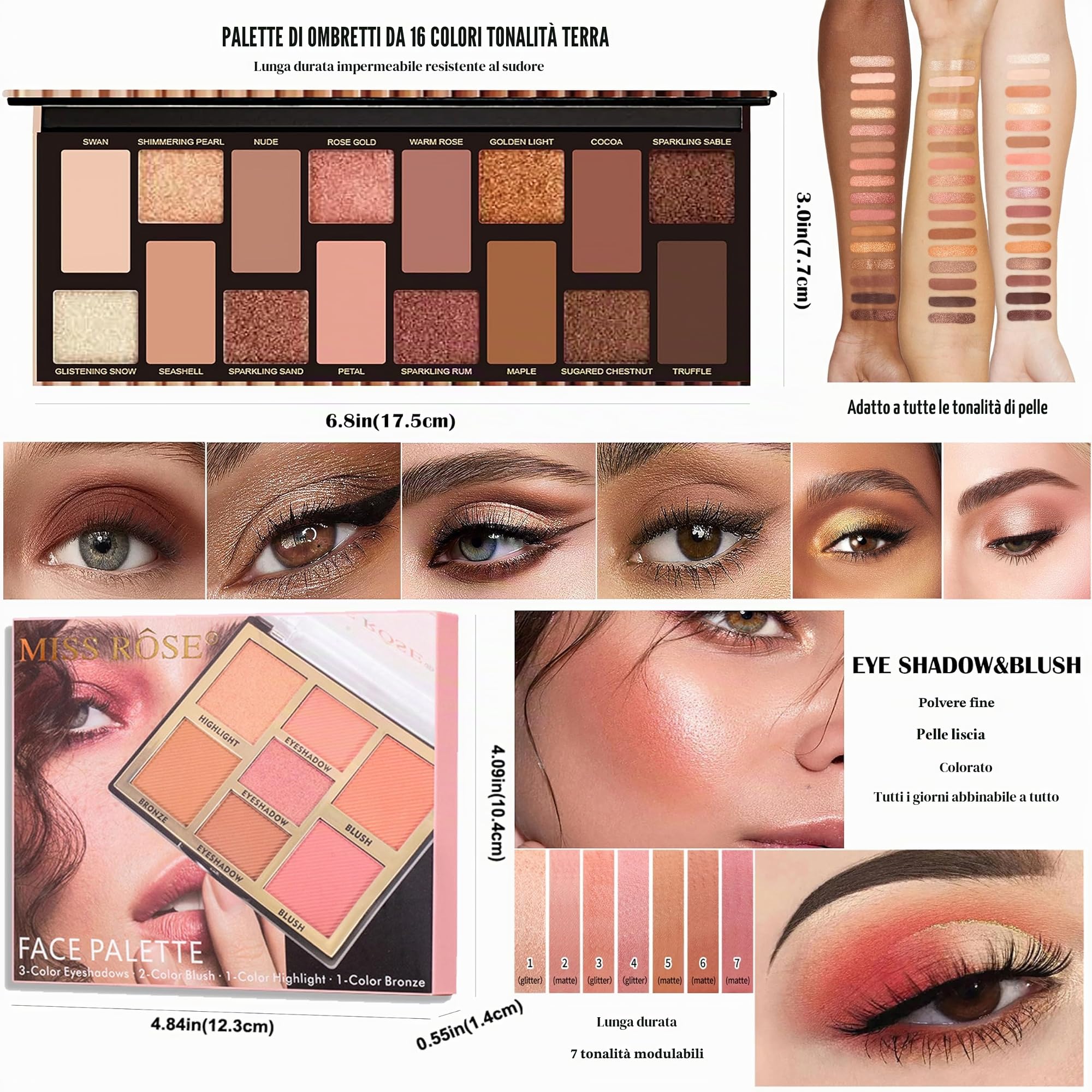 Kit trucco - Set trucco per ragazze - Set regalo per donne con palette di ombretti, rossetti