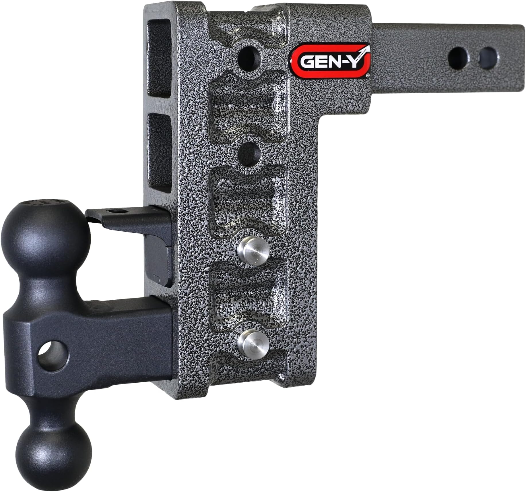 GEN-Y Hitch Tow Hitch with Dual-Ball & Pintle Lock for 2" Receiver - 7.5" Drop with 4 Adjustable Positions, 10,000 LBS Towing Capacity, 1,500 LB Tongue Weight, Silver