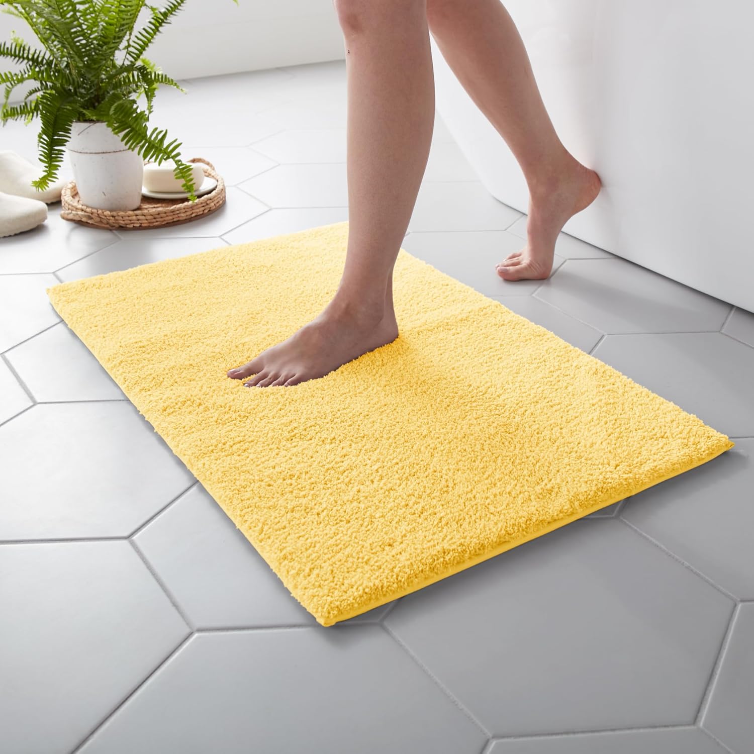 MARTHA STEWART Drylon Microfiber Bath Rug – 1 Piece, Ultra Soft Plush, Non-Slip, Thick, Washable Bathroom Rugs, Home Decor Accessories, Household Essentials, Small Bath Mat, 17″ x 24″, Yellow MARTHA STEWART Drylon Microfiber Bath Rug – 1 Piece, Ultra Soft Plush, Non-Slip, Thick, Washable Bathroom Rugs, Home Decor Accessories, Household Essentials, Small Bath Mat, 17″ x 24″, Yellow